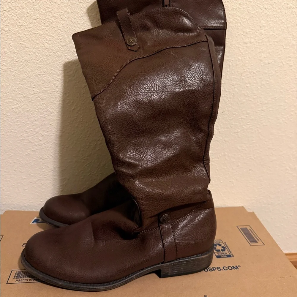 Unr8ed Brown Knee-High‎ Leather Boots